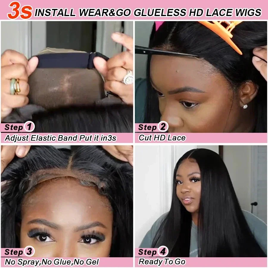 Wow Angel Glueless 250% Real HD Lace Closure Wigs 5X5 HD Closure Wig Wear & Go Body Wave Pre Plucked Human Hair Wigs For Women