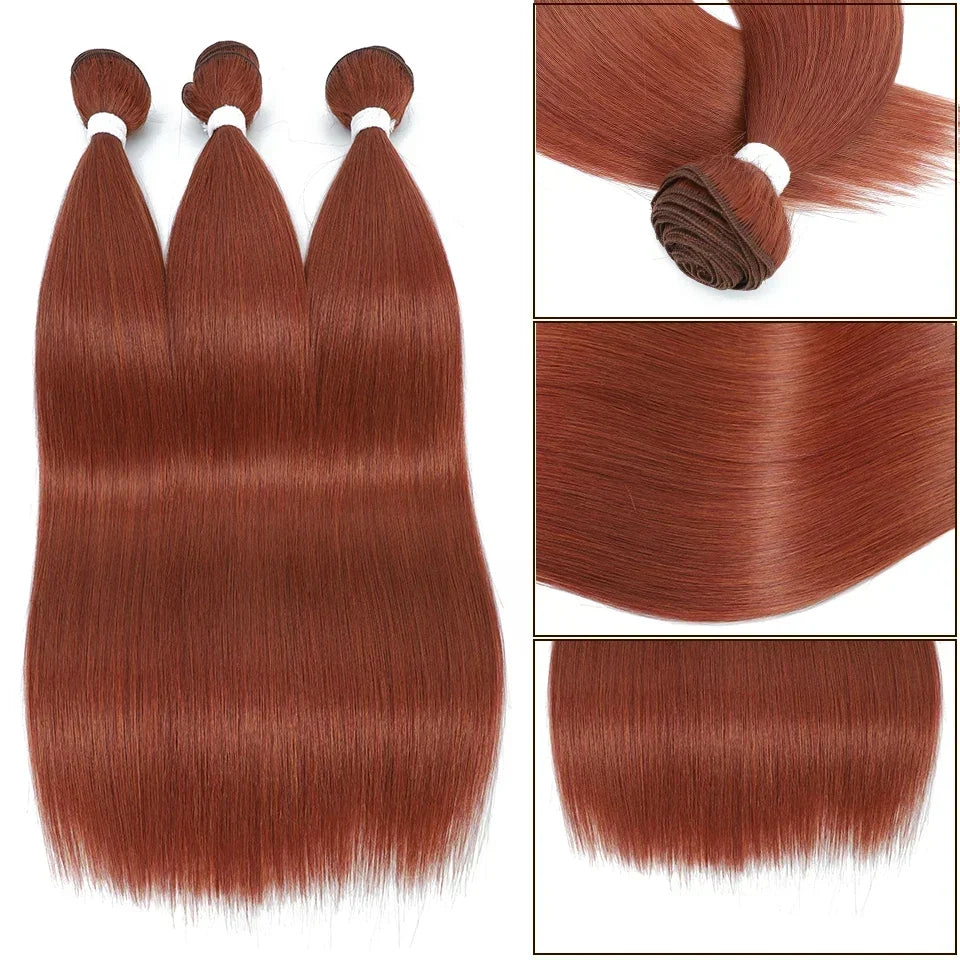 613 Honey Blonde Straight Hair Bundles Ombre Hair Extension 30 32 34 36Inch Super Long Hair Grey Synthetic Straight Hair Weaving