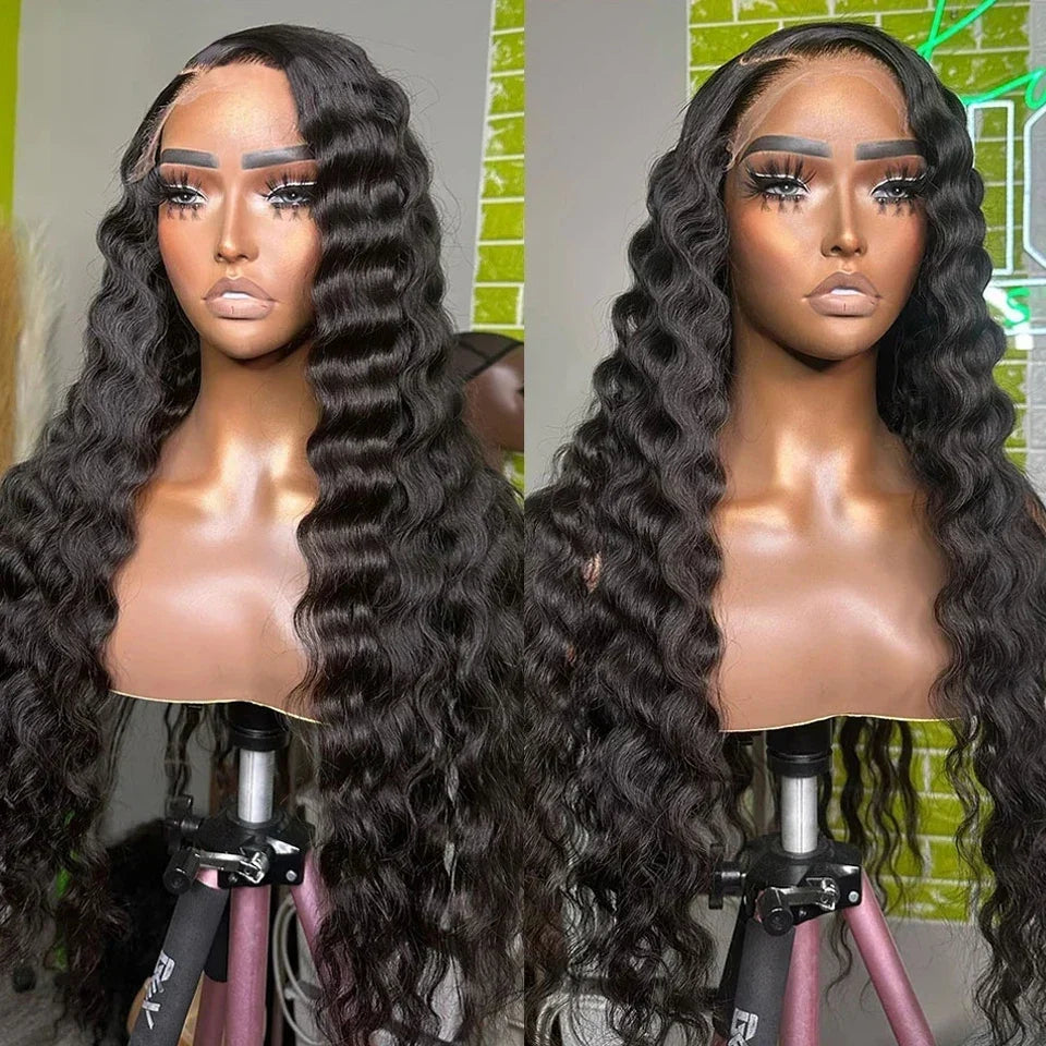 Wowangel 13x6 HD Lace Frontal Wig Loose Deep Wave Wigs Melt Skin 34inch HD Lace Front Human Hair Wig Brazilian Hair Pre Plucked