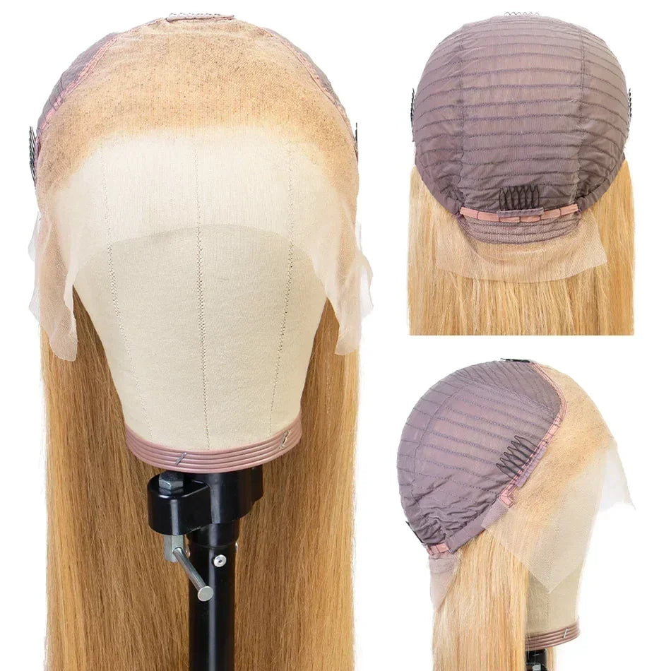 13X6 HD Lace Front Human Hair Wigs #27 Honey Blonde Colored Lace Frontal Wigs Brazilian Straight Transparent Lace Wigs For Women