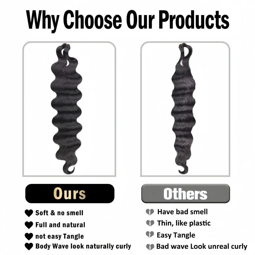#4 Brown Highlight Human Crochet Hair With String Body Wave Invisible Pre Separated Knotless Crochet Hair Extensions For Braid