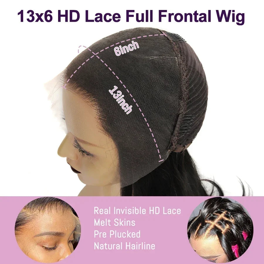 Wow Angel 13x6 HD Lace Full Frontal Wigs 250% Burmese Curly Human Hair Wigs Skins Melted Pre Plucked Brazilian Hair For Women