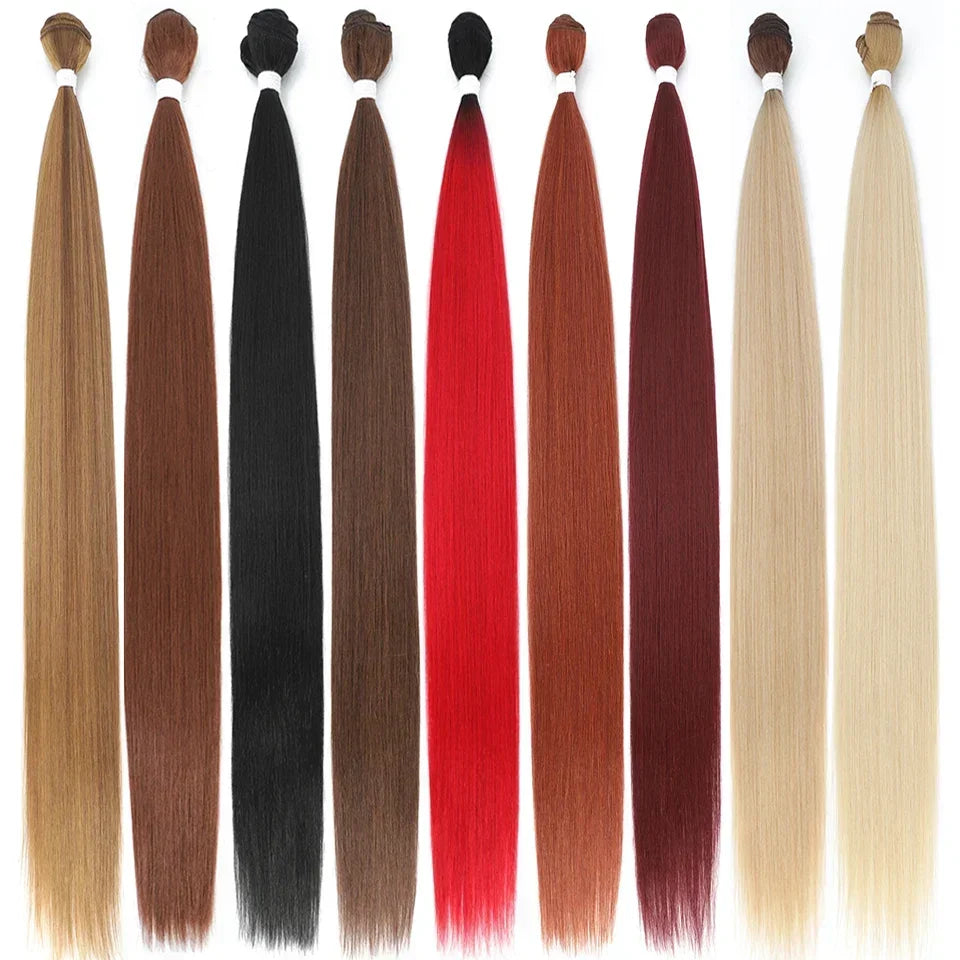 613 Honey Blonde Straight Hair Bundles Ombre Hair Extension 30 32 34 36Inch Super Long Hair Grey Synthetic Straight Hair Weaving