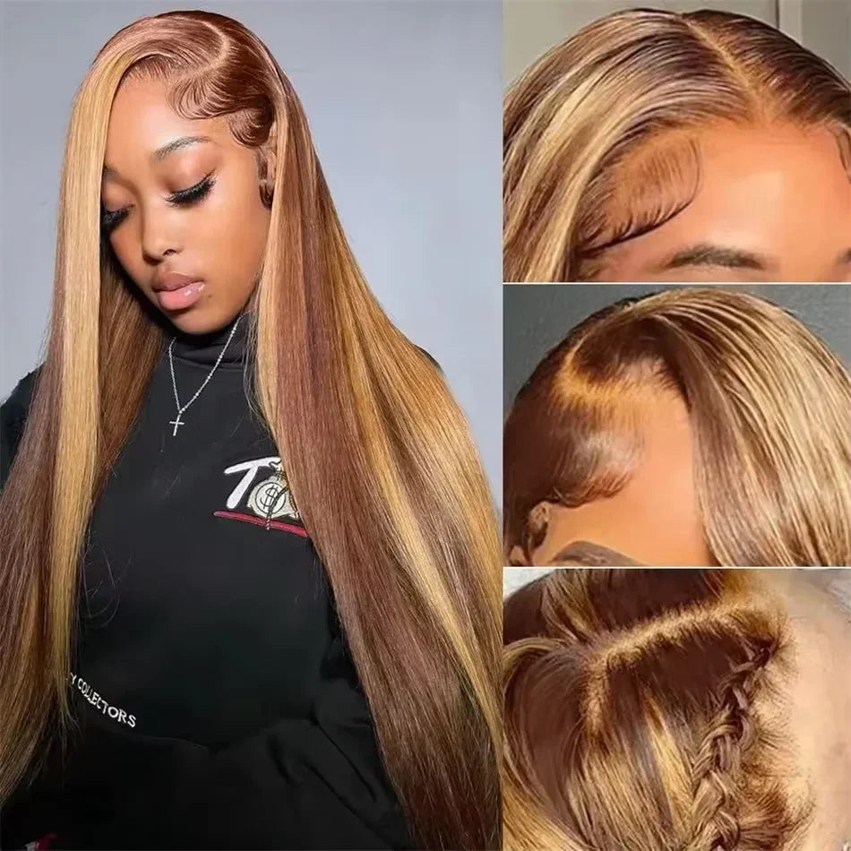 HD Highlight 13x4 Bone Straight Lace Front Wig Vietnamese Honey Blonde 13x6 Lace Frontal Wigs Remy Human Hair Wig Pre Plucked