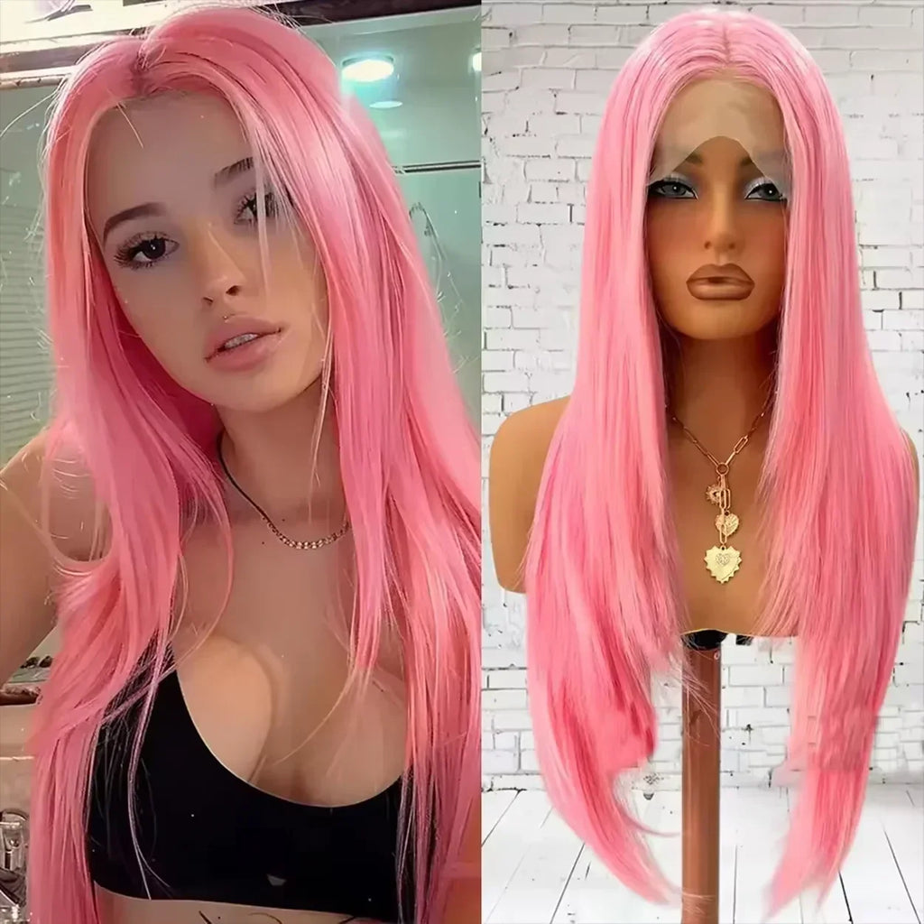 250% Density Light Pink Bone Straight Pink Human Hair Wig 30 Inch 13x6 HD Transparent Lace Frontal Wigs Real Human Hair